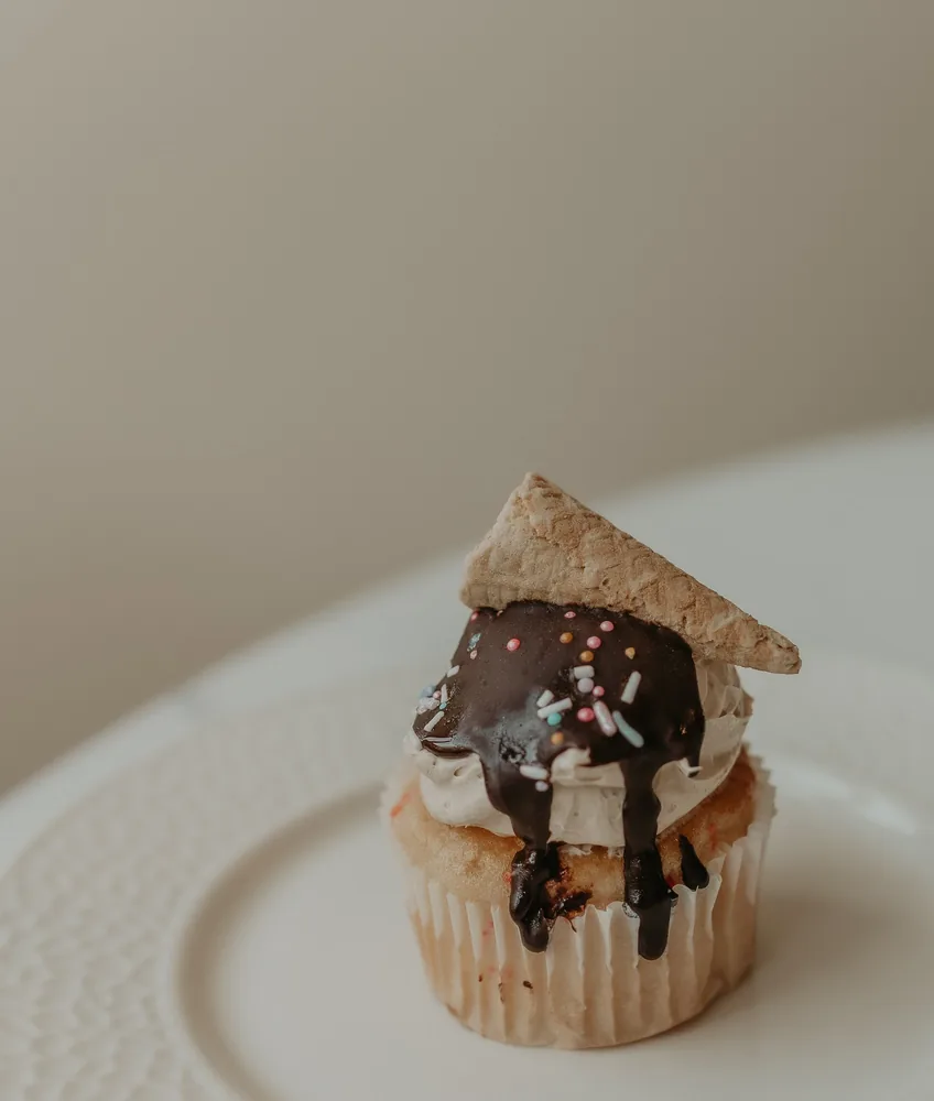 A decorated cupcake